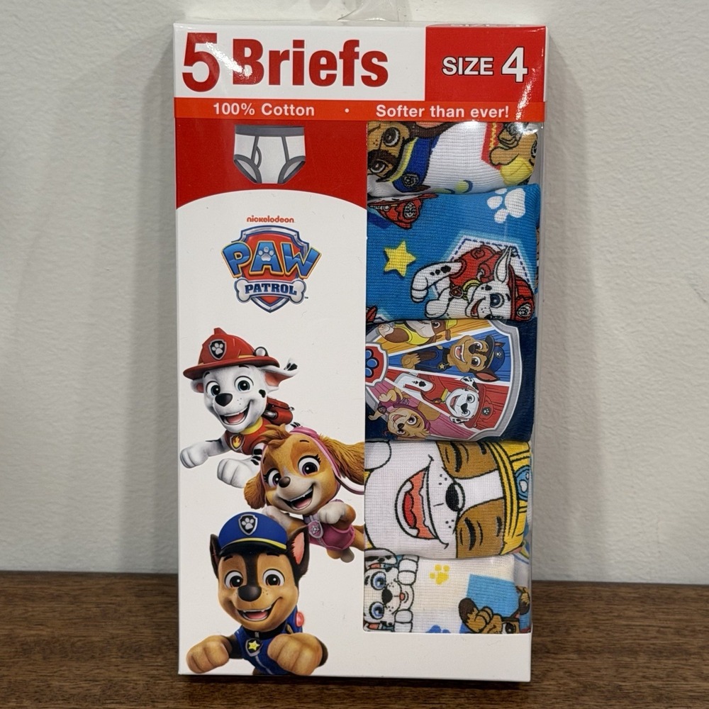 Paw Patrol Boys Underwear Size 4 Briefs 100% Cotton 5-Pack Pups Soft Dogs NEW